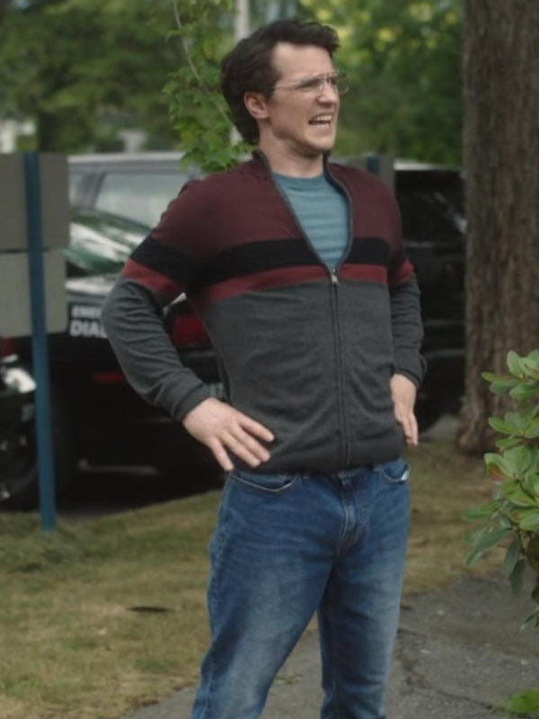 Adrian Chase Peacemaker Season 02 Red & Grey Cardigan Jacket