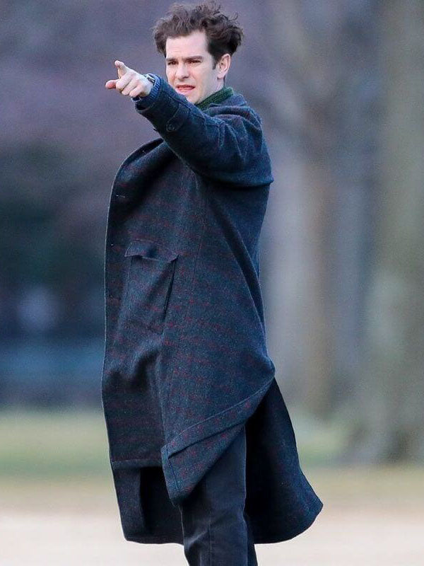 Andrew Garfield Tick Tick Boom 2020 Grey Wool Coat