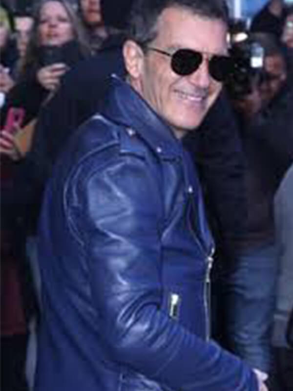 Antonio Banderas Blue Leather Jacket