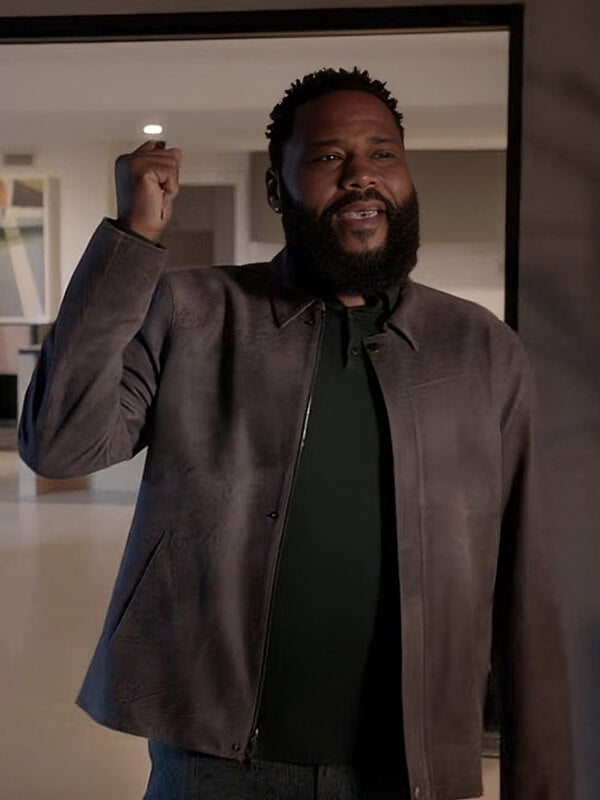 Black-ish 2014 Season 8 Anthony Anderson Brown Waxed Leather Jacket