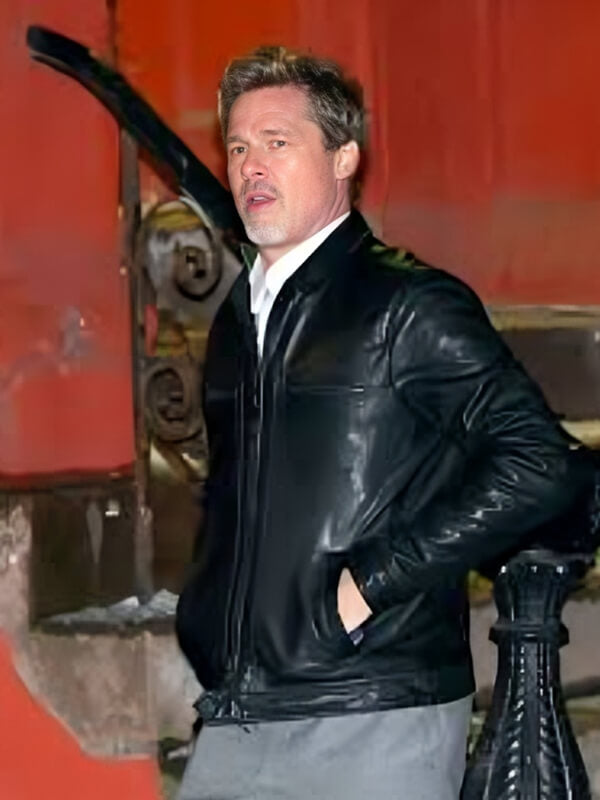 Brad Pitt Black Leather jacket