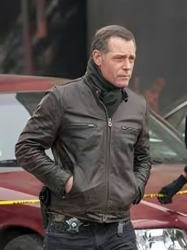 Chicago P.D Season12 Jason Beghe Black Leather Jacket