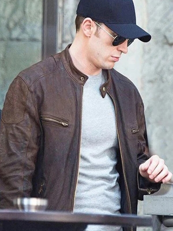 Chris Evans Civil War Captain America Leather Jacket