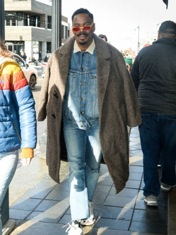 Coleman Domingo Newyork Sighting Brown Wool Coat