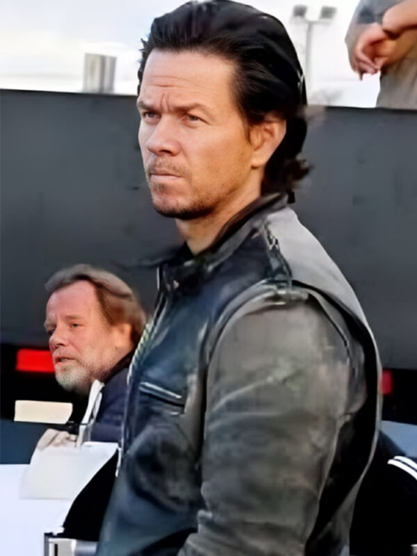 Daddys Home 2015 Mark Wahlberg Black Waxed Leather Jacket