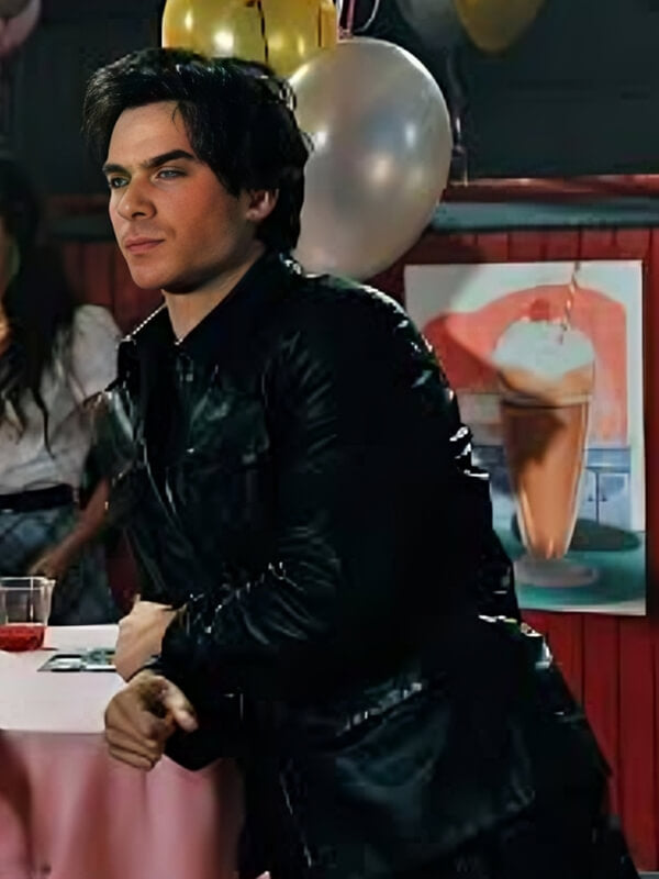 Damon Salvatore Black Leather Jacket