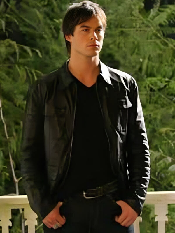 Damon Salvatore Black Leather Jacket