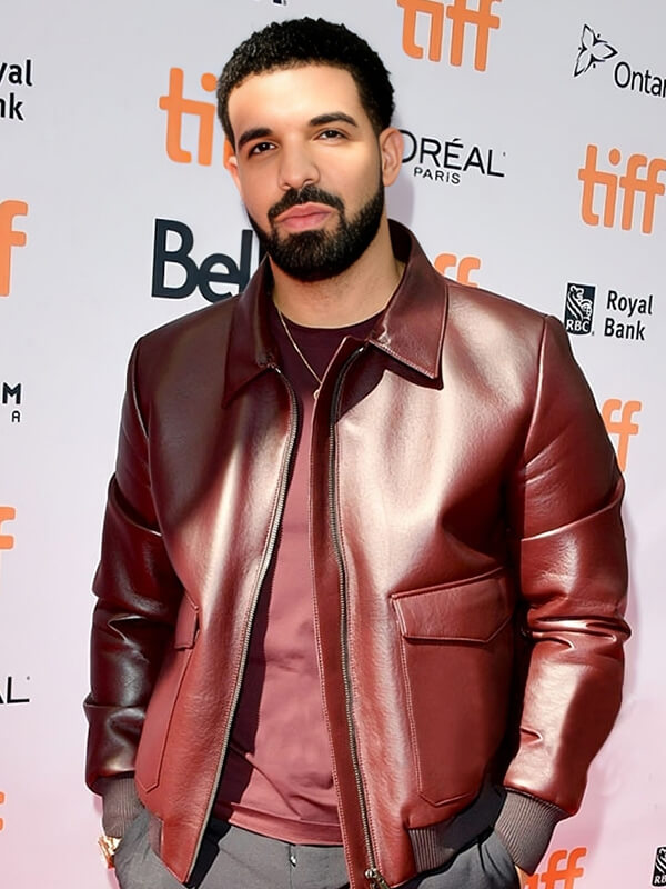 Drake Graham Toronto Film Festival Maroon Leather Jacket