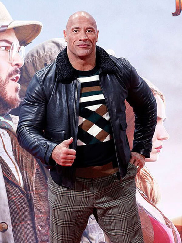 Dwayne Johnson Leather Black Jacket