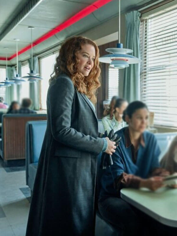 Emily Lane Mistletoe Murders Grey Wool Trench Coat