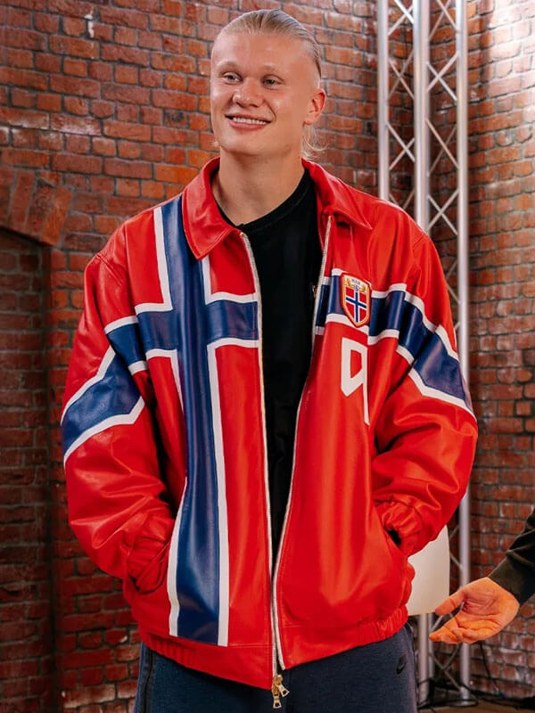 Erling Haaland John Nellis Interview Red Leather Jacket
