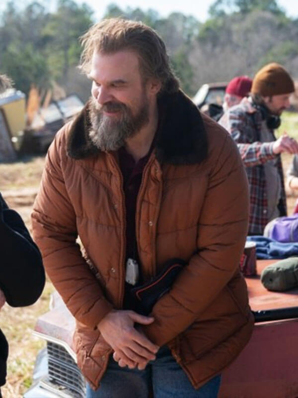 Jim Hopper Stranger Things Season 05 Brown Puffer Jacket