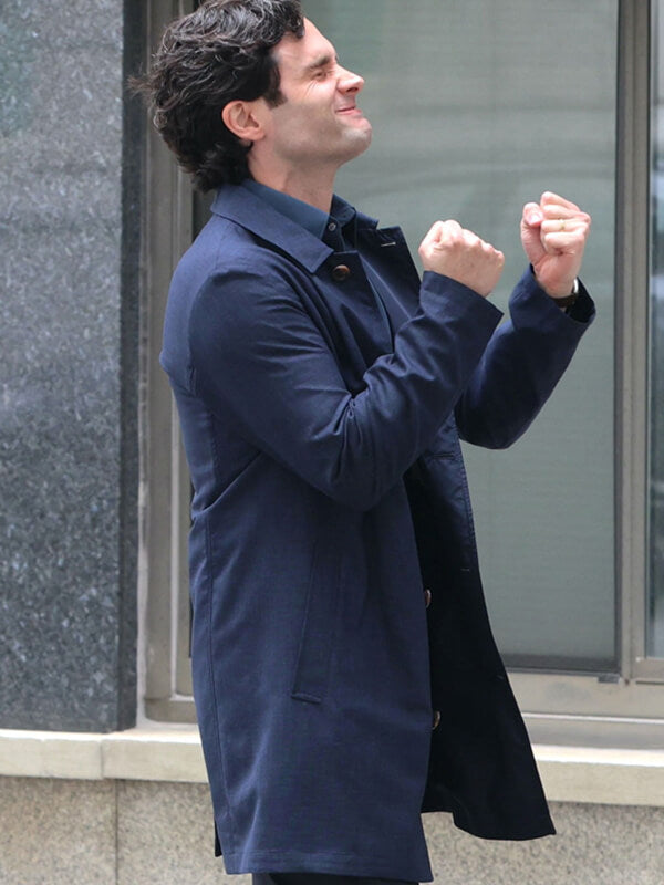 Joe Goldberg You S05 Blue Wool Coat