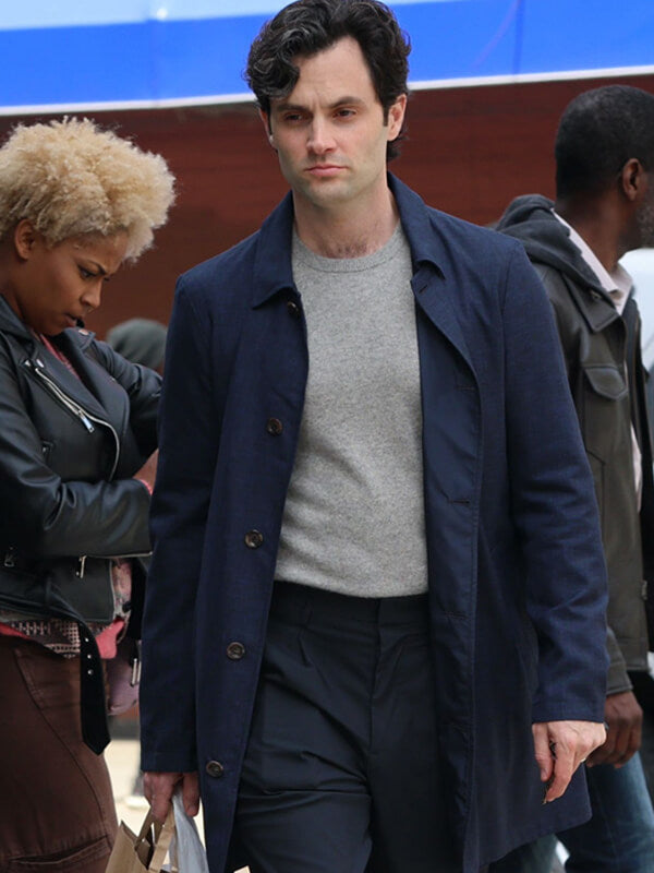 Joe Goldberg You S05 Blue Wool Coat