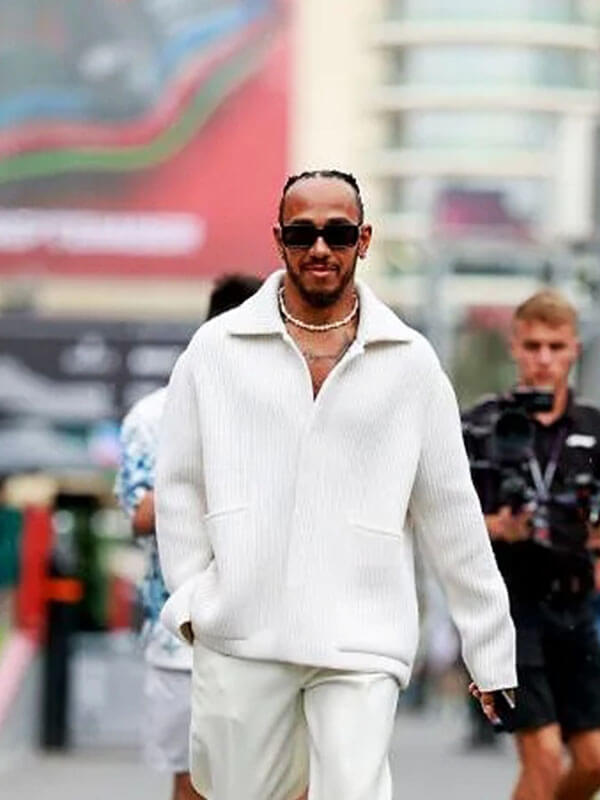 Lewis Hamilton Grand Prix Abu Dhabi White Corduroy Jacket