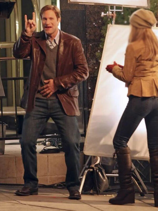Love Happens 2009 Aaron Eckhart Brown Leather Coat