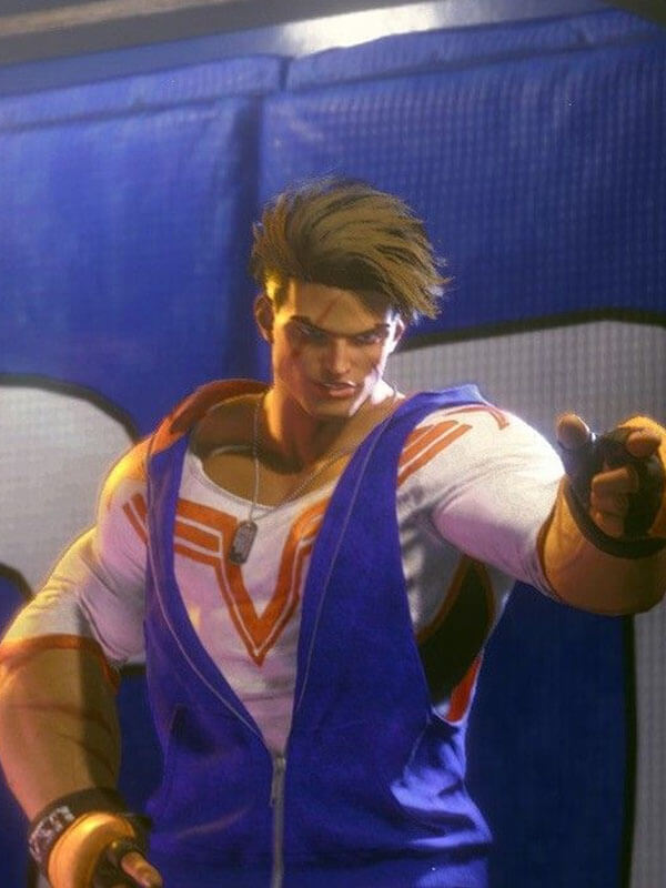 Luke Sullivan Street Fighter 6 Brown Blue Bomber Vest