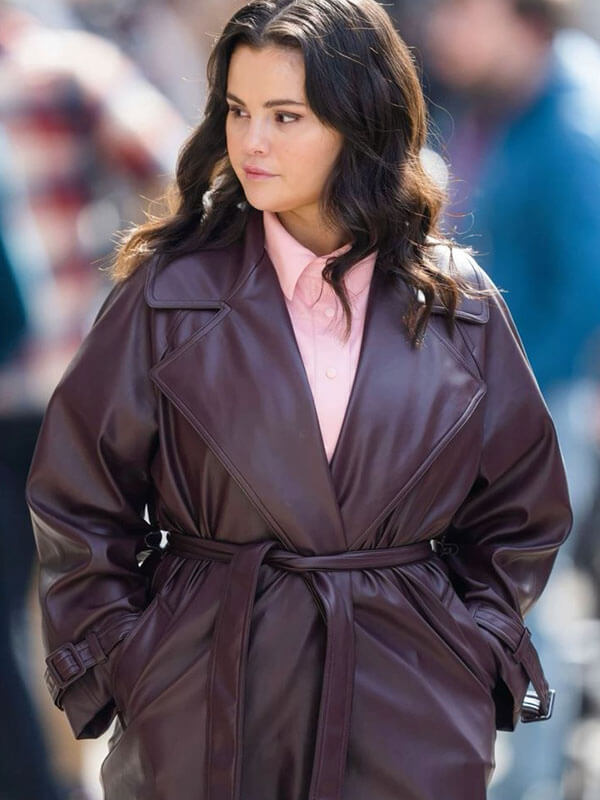 Mabel Mora Only Murders In The Building Maroon Leather Coat.