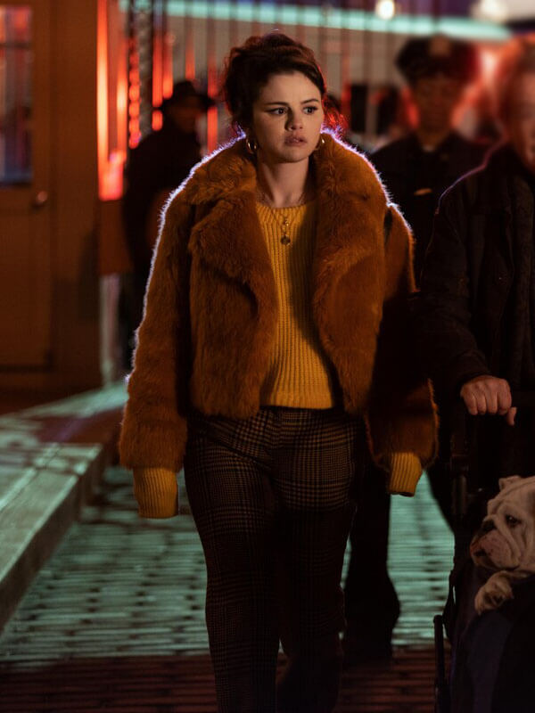 Mabel Mora Only Murders In The Building Faux Fur Orange Jacket.