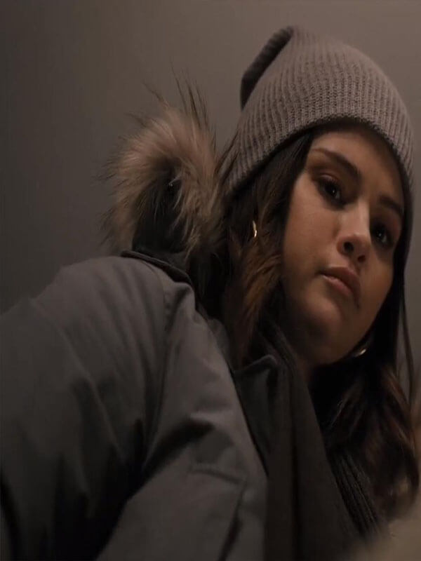 Mabel Mora Only Murders In The Building Grey Puffer Jacket.