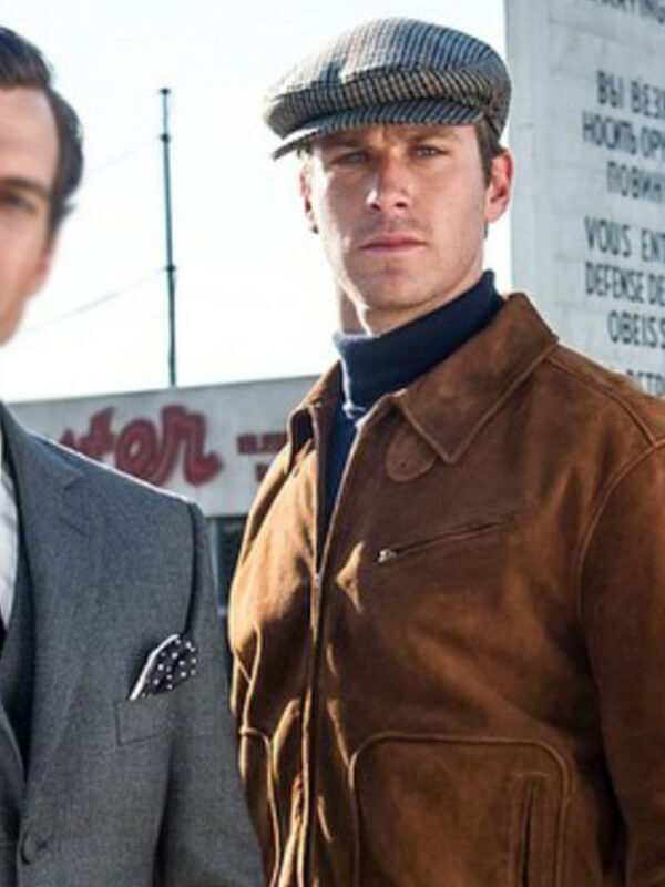 Man From Uncle 2015 Armie Hammer Brown Suede Leather Jacket