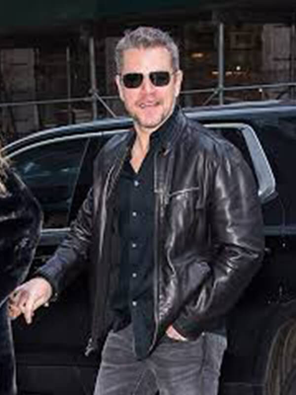 Matt Damon Black Leather Jacket