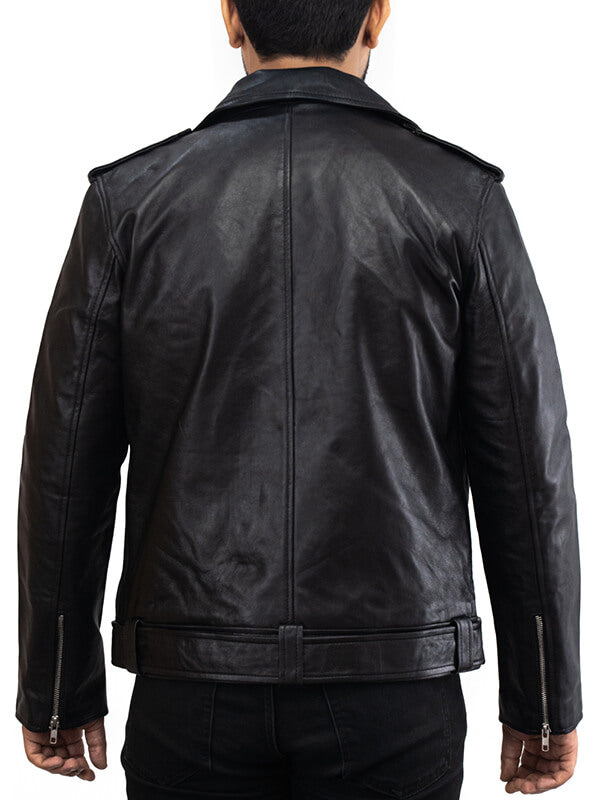 Mens Biker Black Leather Jacket