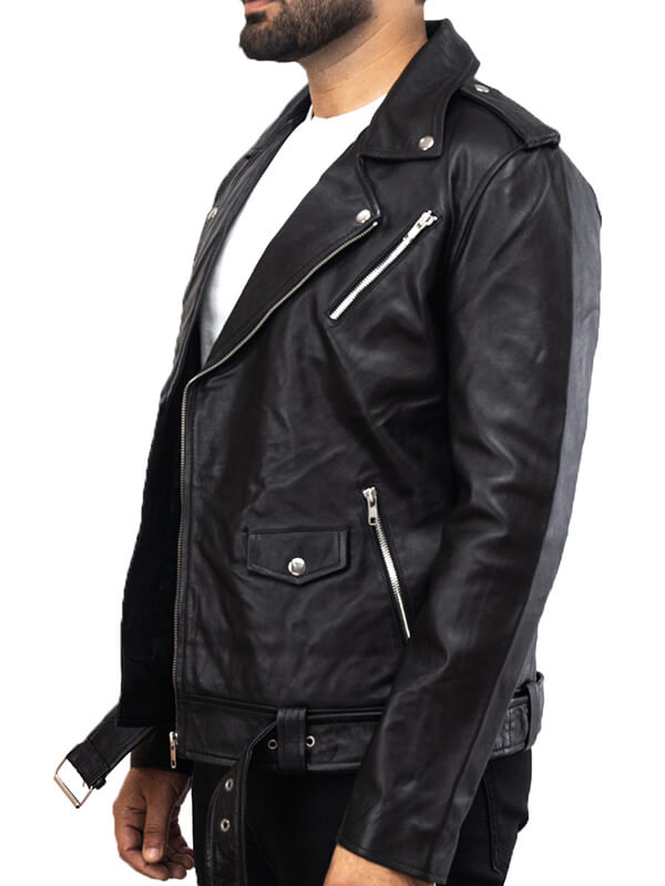 Mens Biker Black Leather Jacket