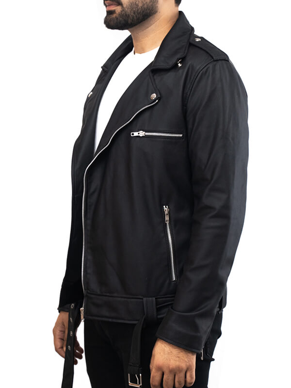Mens Biker Black Leather Jacket