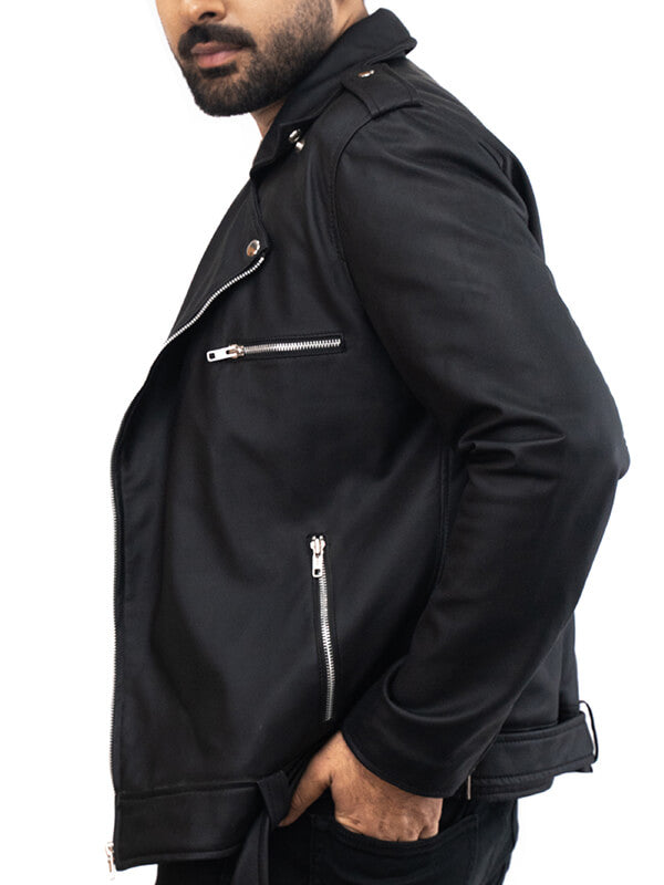 Mens Biker Black Leather Jacket