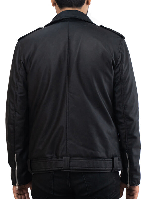 Mens Biker Black Leather Jacket
