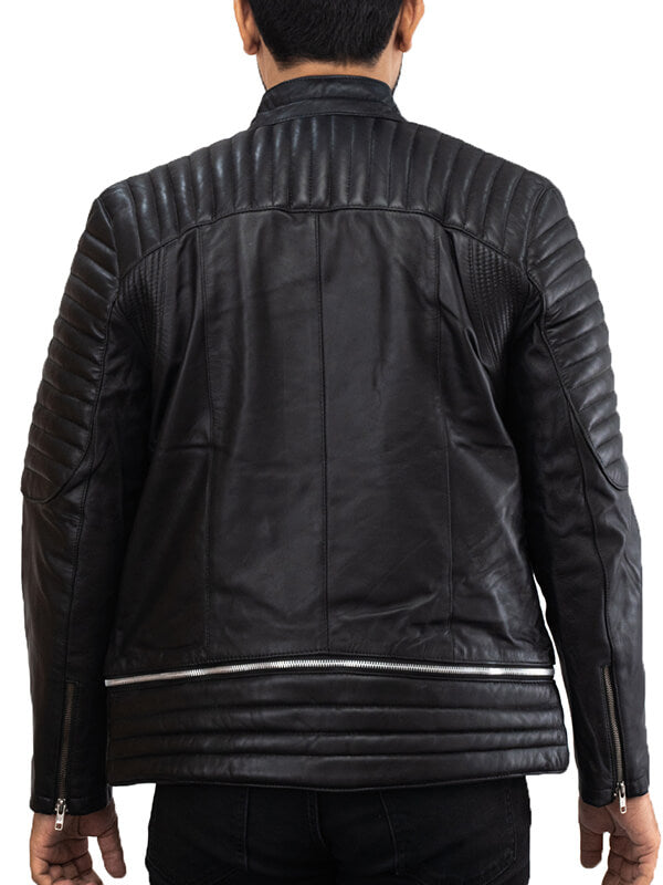 Mens Biker Black Quilted Leather Jacket