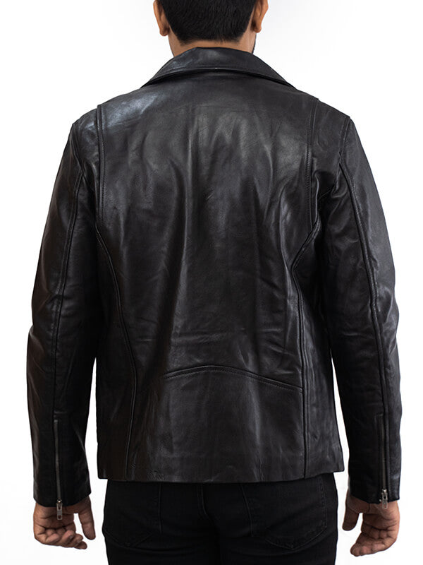 Mens Biker Geniune Lambskin Leather Jacket