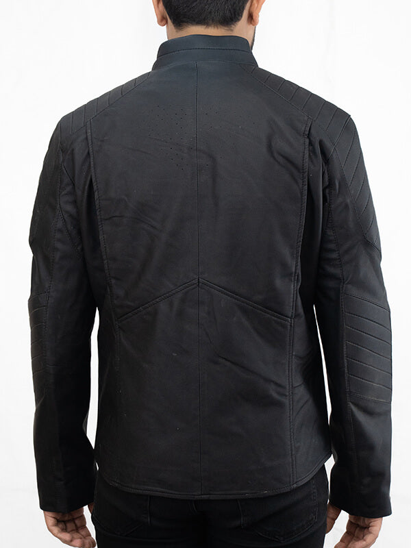 Mens Biker Superman Quilted Leather jacket