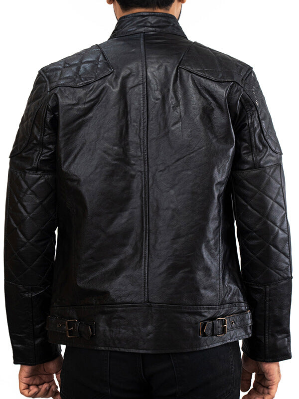 Mens Black Biker Leather Jacket