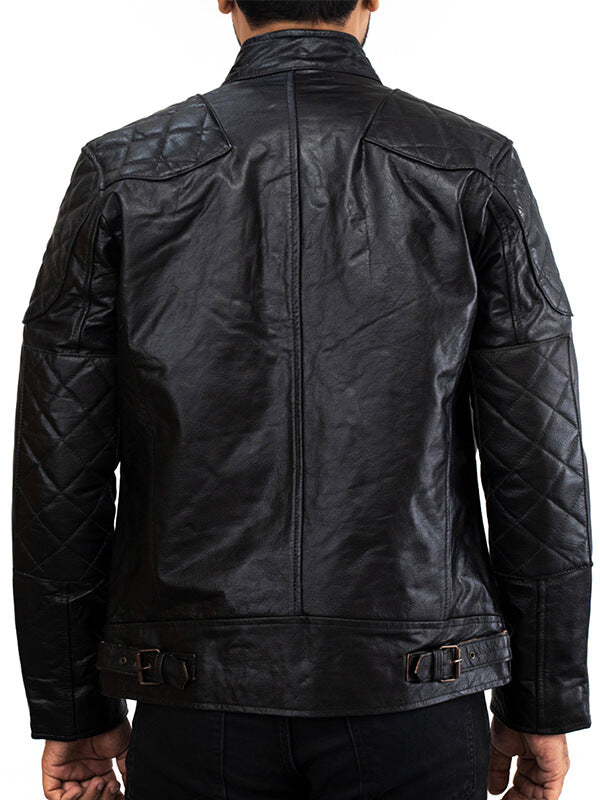 Mens Black Biker Leather Jacket