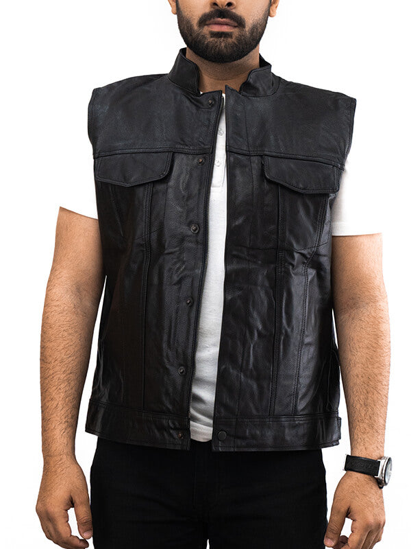 Mens Black Biker South Side Serpents Snake logo Leather Jacket