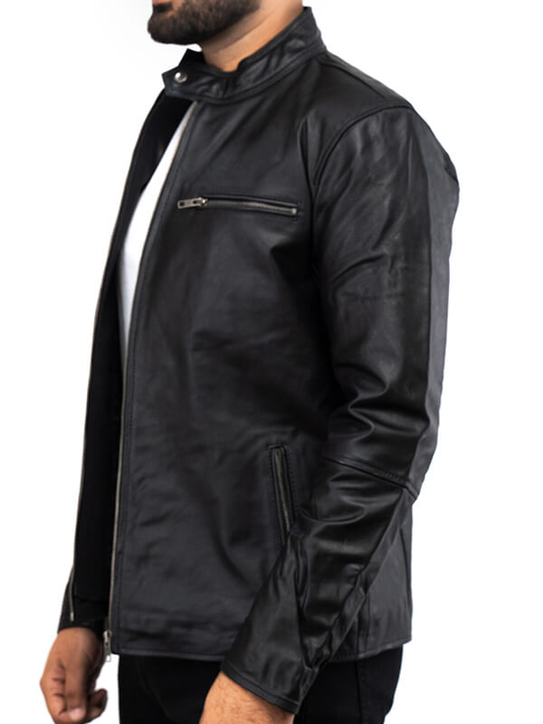 Mens Black Lambskin Leathr Jacket