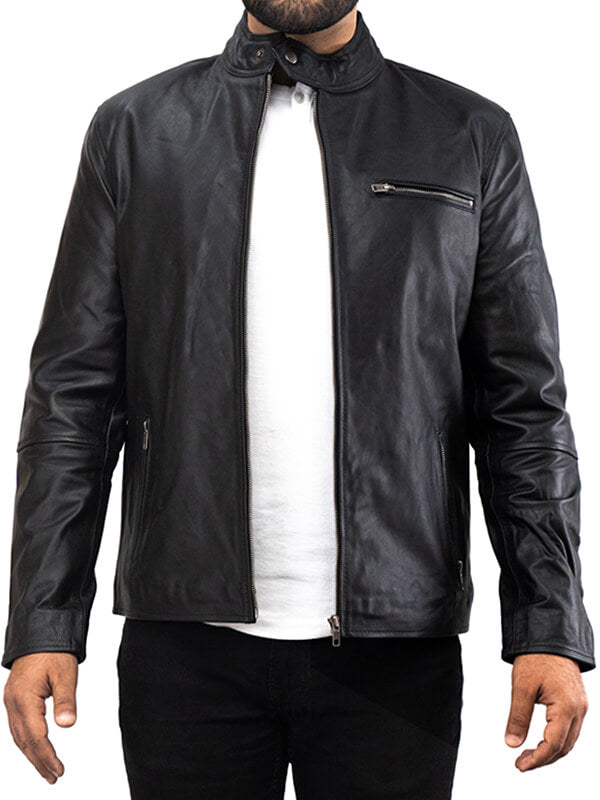 Mens Black Lambskin Leathr Jacket