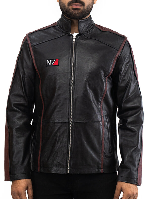 Mens Black N7 Geniune Leather Jacket