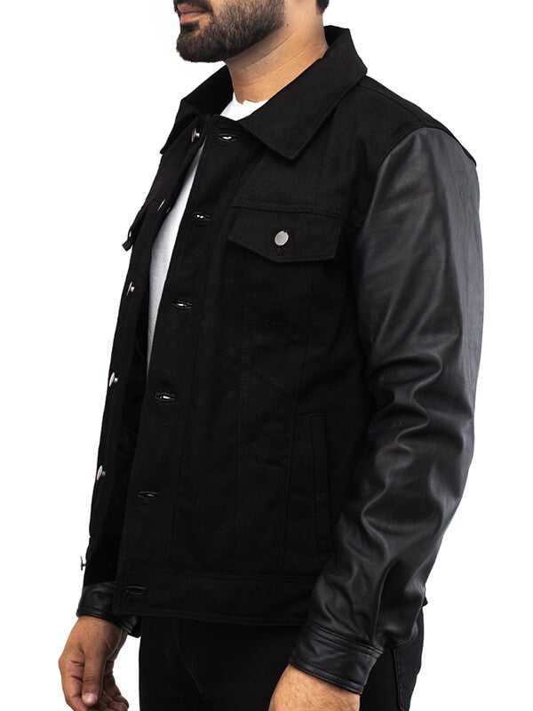 Mens Black Varsity Bomber leather Jacket