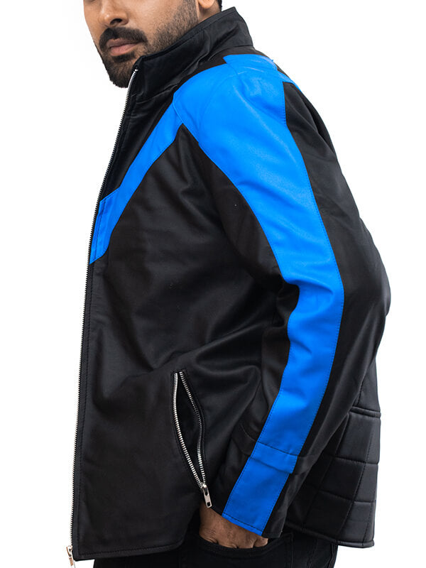 Mens Blue Night Wing Halloween Costume Leather Jacket