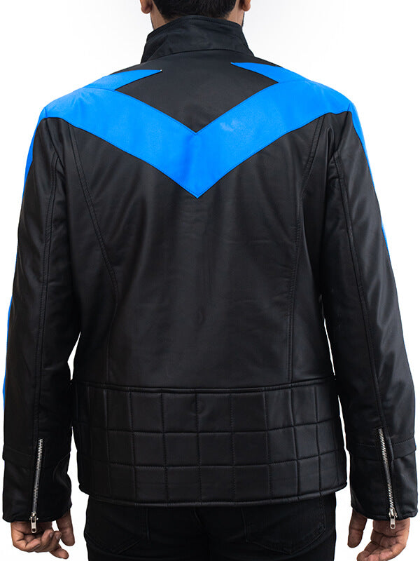 Mens Blue Night Wing Halloween Costume Leather Jacket