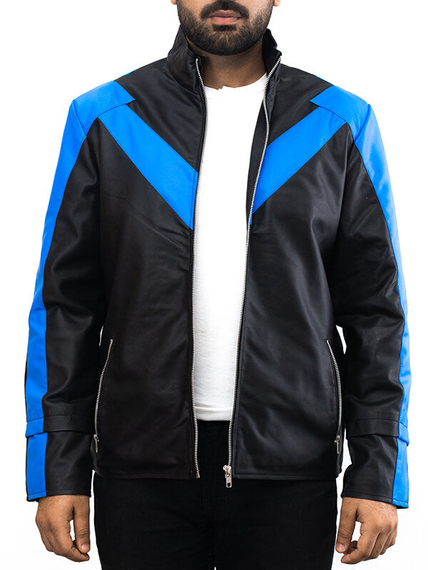 Mens Blue Night Wing Halloween Costume Leather Jacket