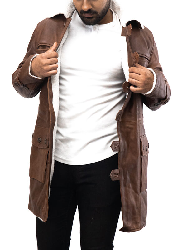 Mens Brown Batman The Dark Knight Rises Bane Leather Coat