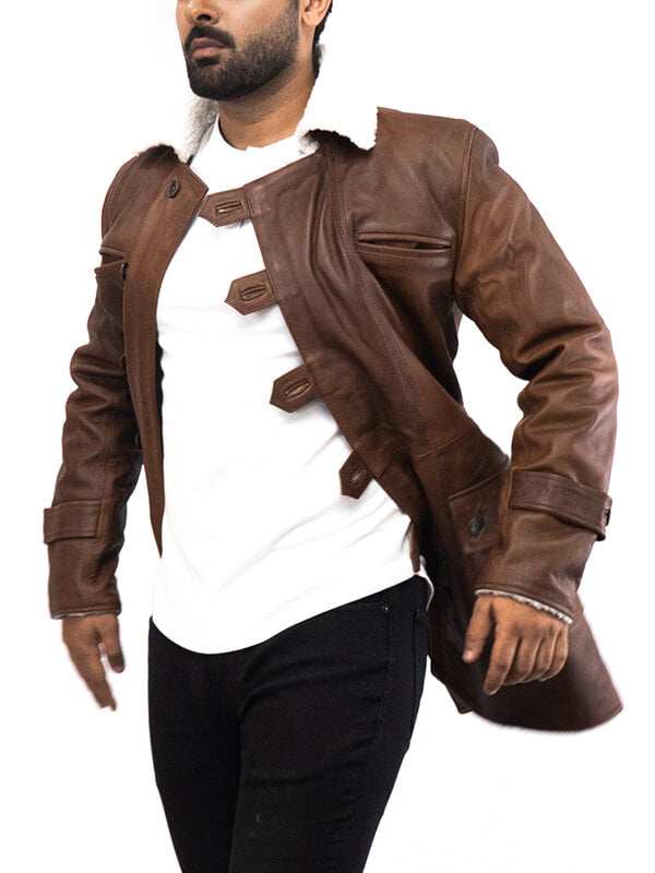 Mens Brown Batman The Dark Knight Rises Bane Leather Coat