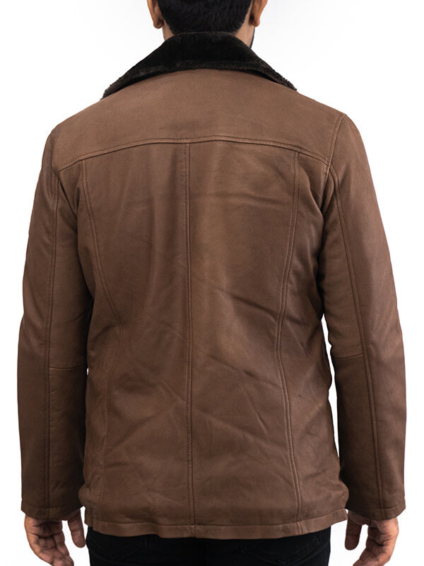 Mens Brown Coat Style Leather Jacket