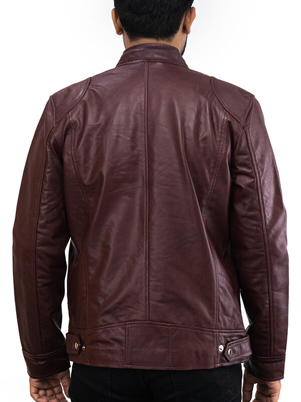 Mens Brown Quilted Geniune Lambskin Leather Jacket