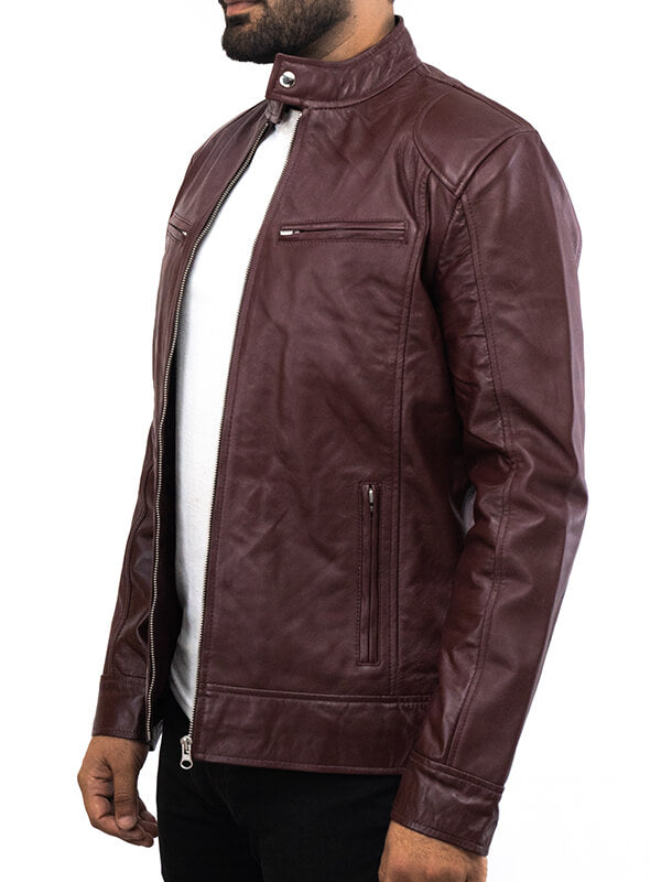 Mens Brown Quilted Geniune Lambskin Leather Jacket