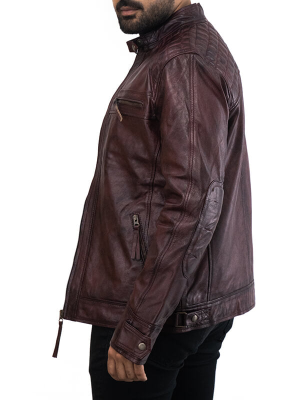 Mens Brown Quilted Leather Jacket